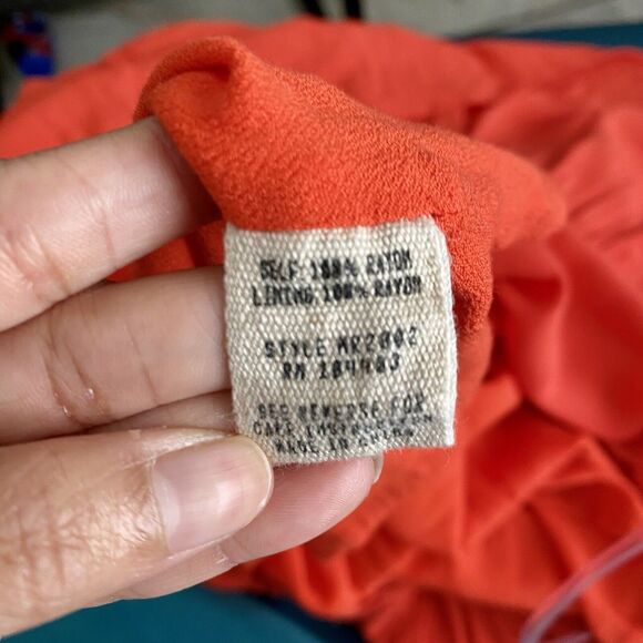 Moon River Anthropologie Orange Embroidered Boho Midi Dress size Medium - Picture 10 of 16